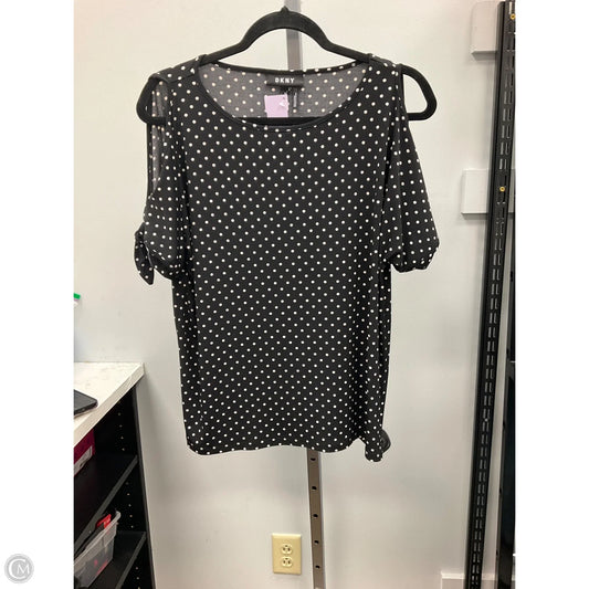 Top Short Sleeve By Dkny In Polkadot Pattern, Size: M