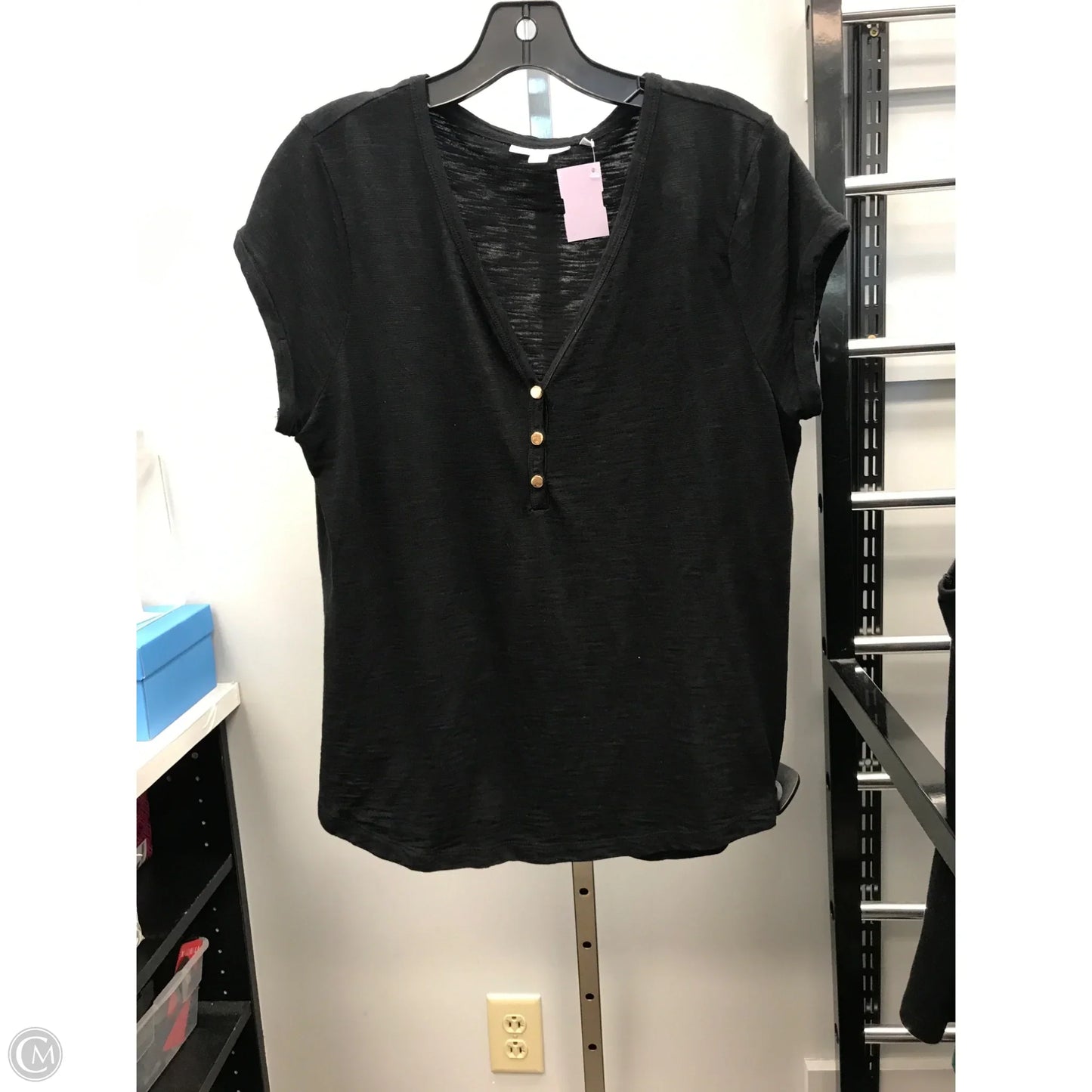 Top Short Sleeve By Chicos In Black, Size: M