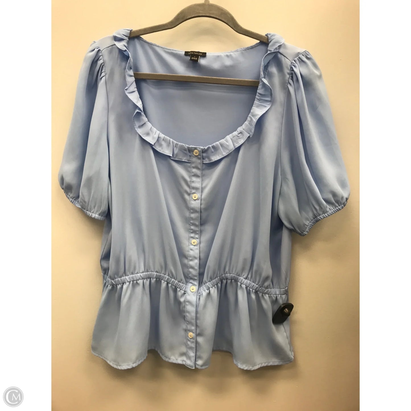 Top Short Sleeve By Ann Taylor In Blue, Size: L