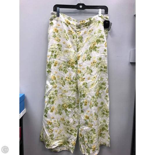 Pants Wide Leg By Laura Ashley In Green & Yellow, Size: L