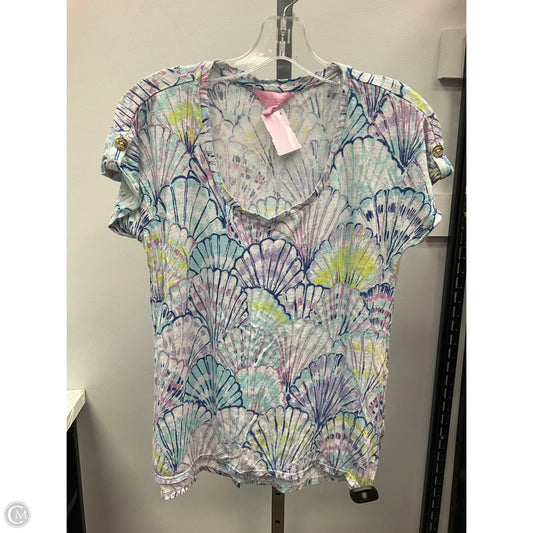 Top Short Sleeve Designer By Lilly Pulitzer In Blue & Purple, Size: M
