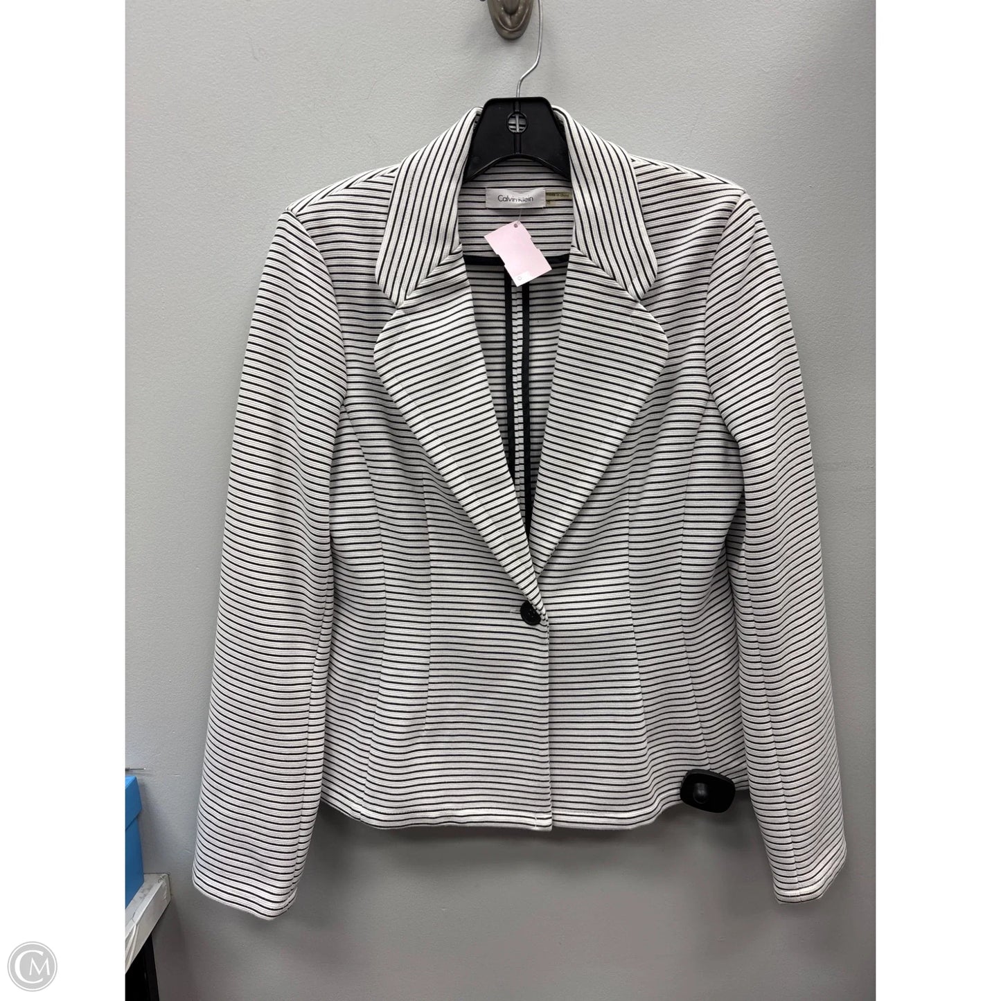 Blazer By Calvin Klein In Striped Pattern, Size: 8