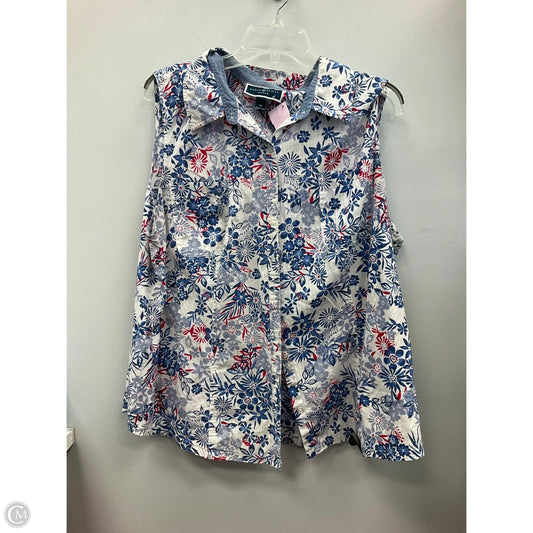 Top Sleeveless By Karen Scott In Floral Print, Size: 2x