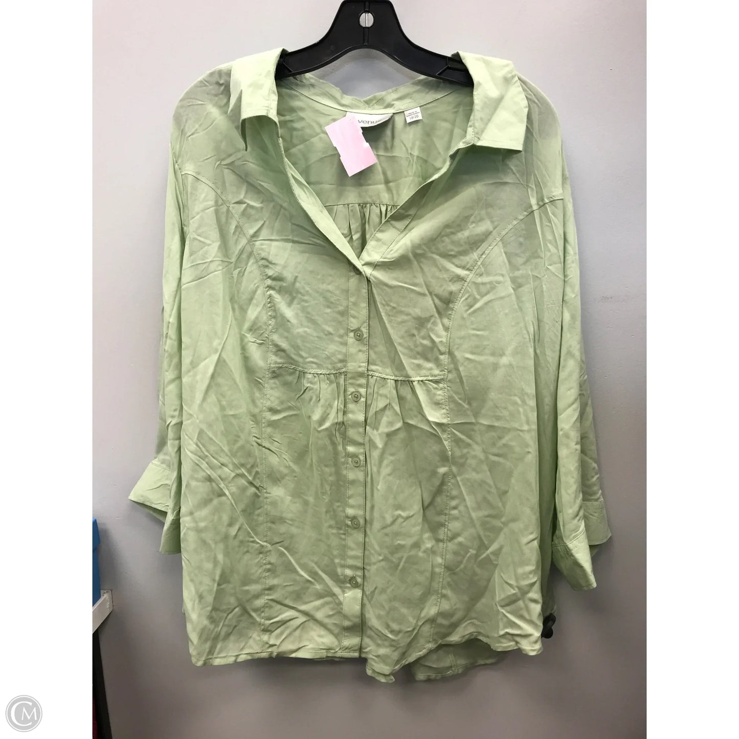 Top 3/4 Sleeve By Avenue In Green, Size: 18