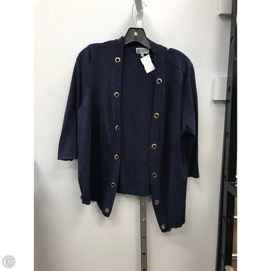 Sweater Cardigan By Jm Collections In Navy, Size: M