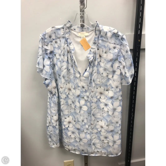 Top Short Sleeve By Tamara H In Blue & White, Size: 1x
