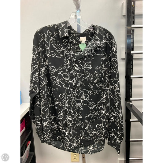 Top Long Sleeve By A New Day In Black & White, Size: Xl