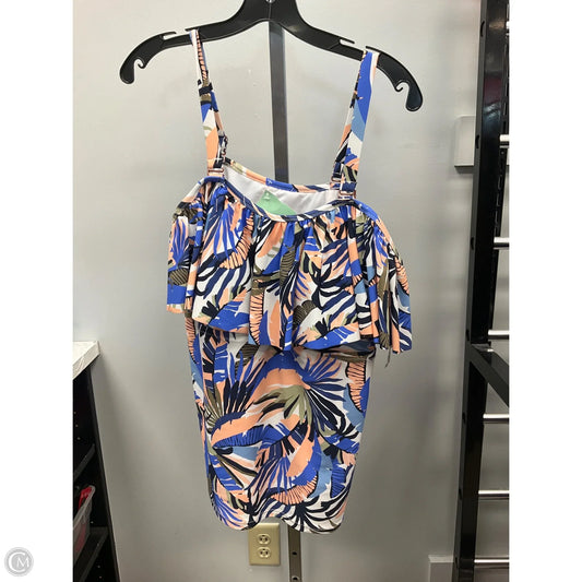 Swimsuit Top By Clothes Mentor In Blue & Cream, Size: 20