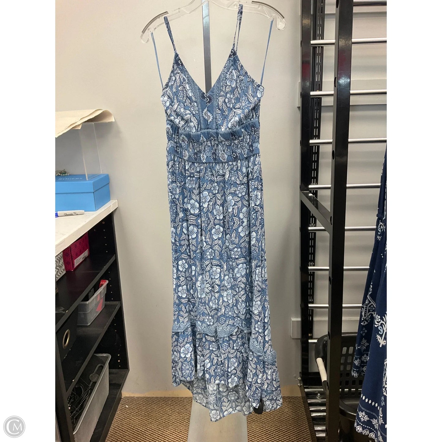 Dress Casual Midi By Sincerely Jules In Blue & White, Size: M