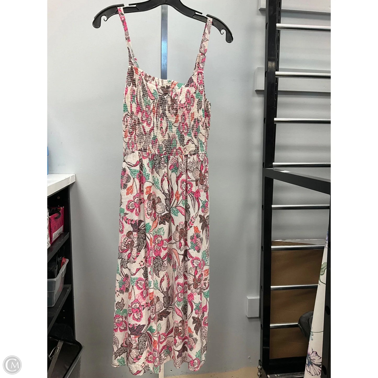 Dress Casual Midi By Old Navy In Cream & Pink, Size: M