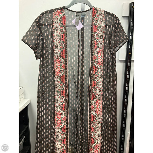 Kimono By Clothes Mentor In Black & Pink, Size: S
