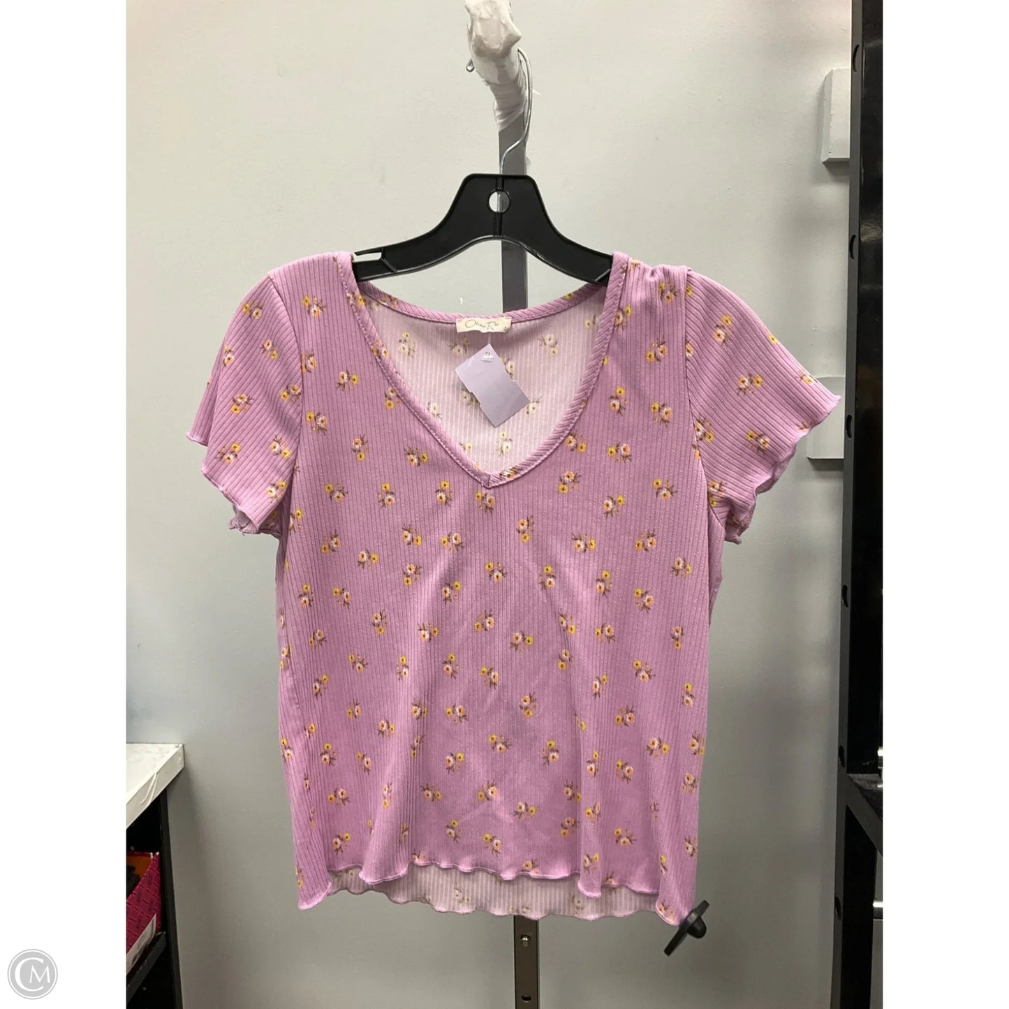 Top Short Sleeve By Olivia Rae In Purple & Yellow, Size: M