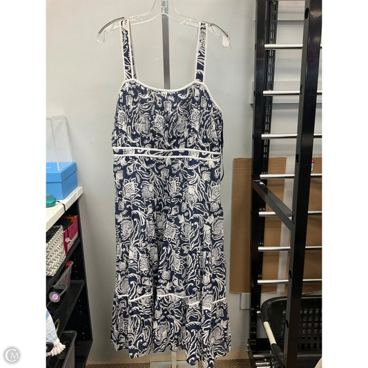 Dress Casual Midi By Talbots In Blue & White, Size: 12
