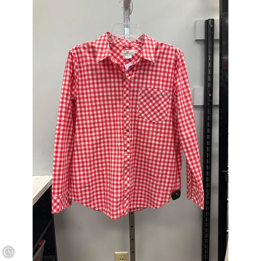 Top Long Sleeve By Vineyard Vines In Checkered Pattern, Size: 12