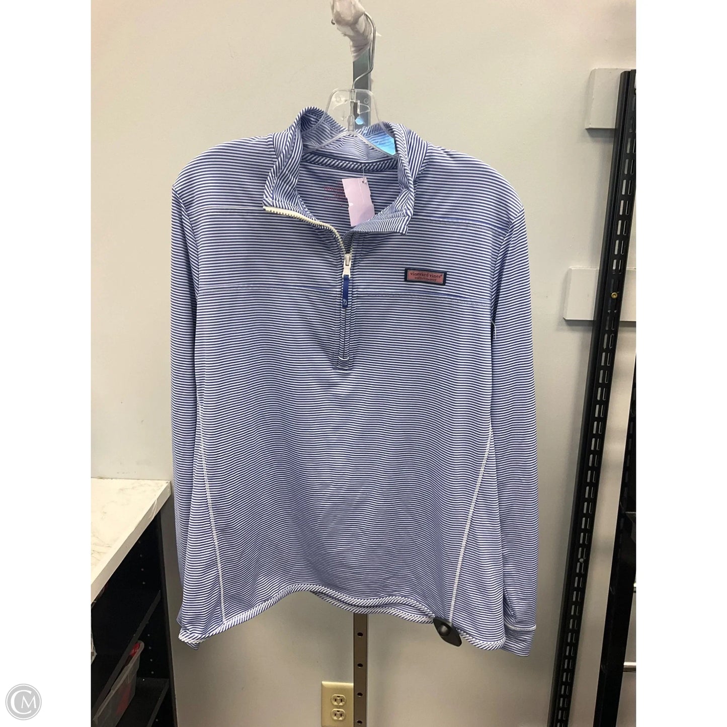 Athletic Sweatshirt Collar By Vineyard Vines In Striped Pattern, Size: L