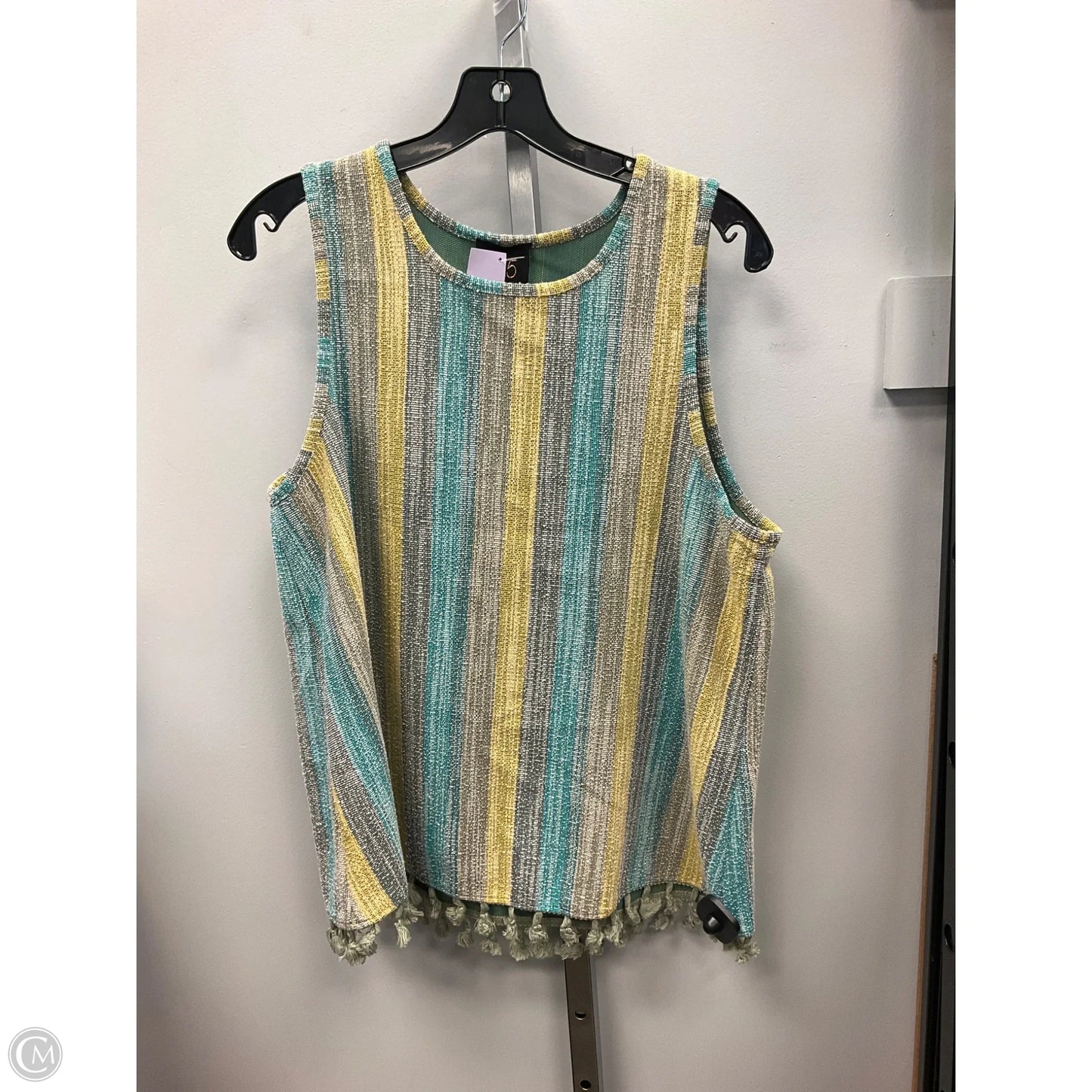 Top Sleeveless By W5 In Green & Yellow, Size: L