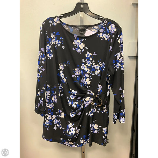 Top 3/4 Sleeve By Liz Claiborne In Black & Blue, Size: L