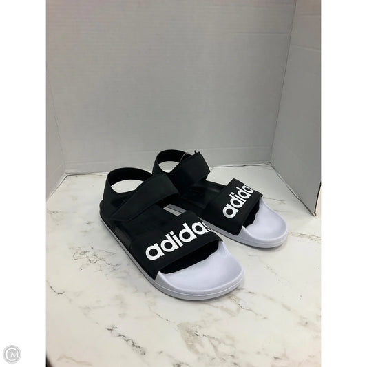 Sandals Flats By Adidas In Black & White, Size: 10
