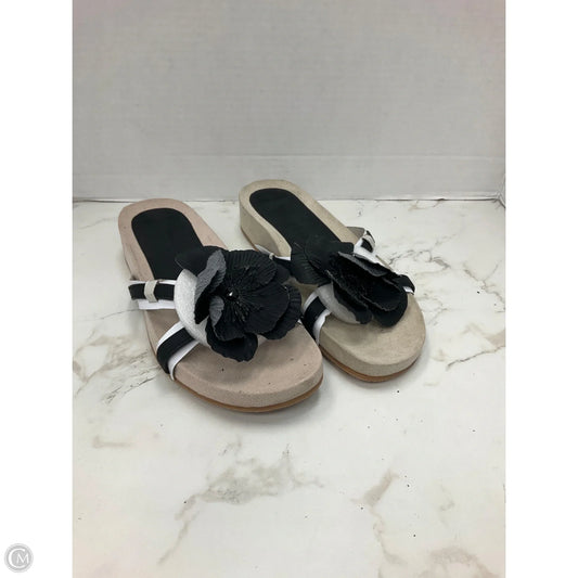 Sandals Heels Wedge By New York Transit In Black & White, Size: 6