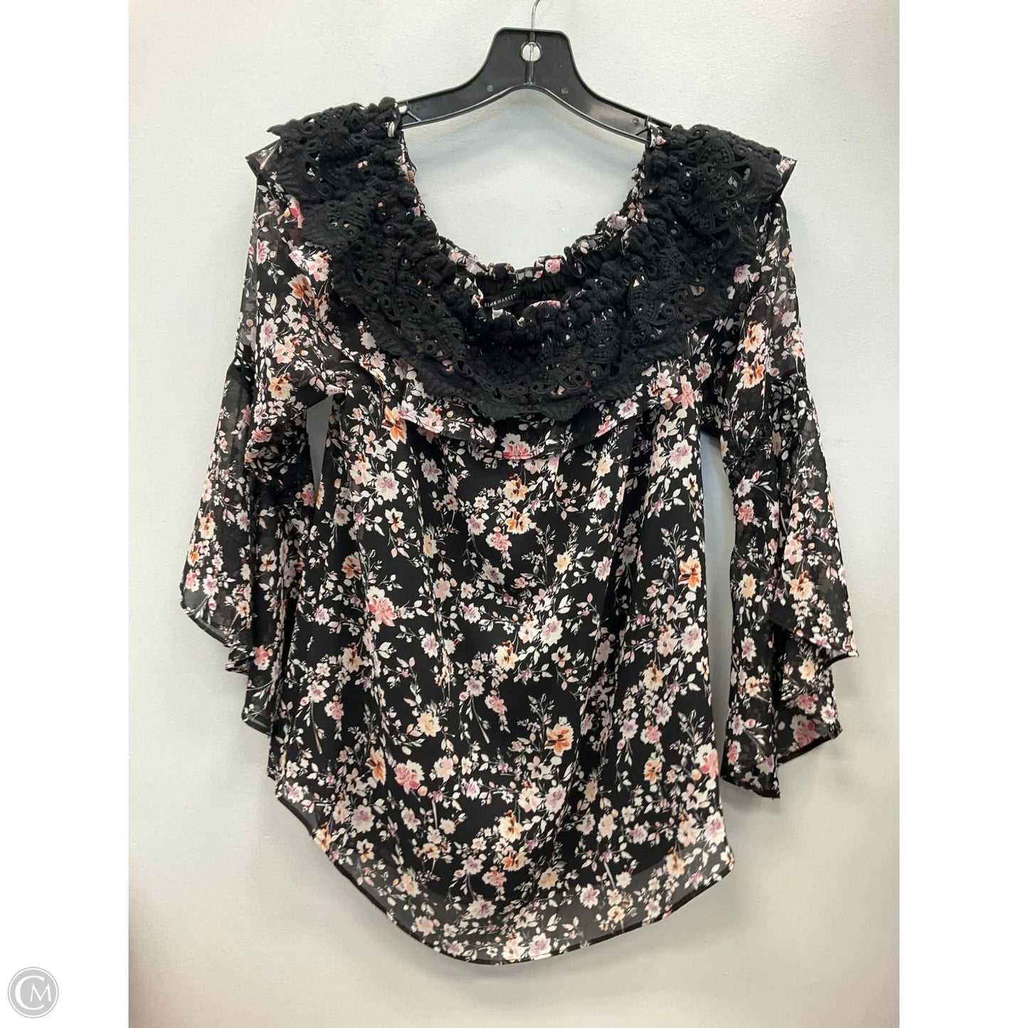 Top 3/4 Sleeve By White House Black Market In Floral Print, Size: S