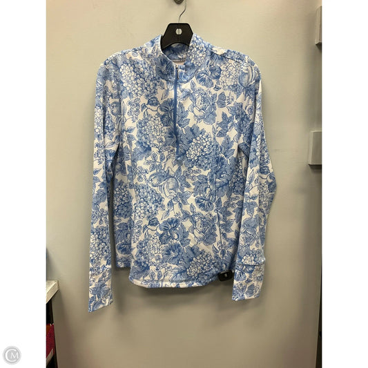 Sweatshirt Collar By Laura Ashley In Blue & White, Size: L