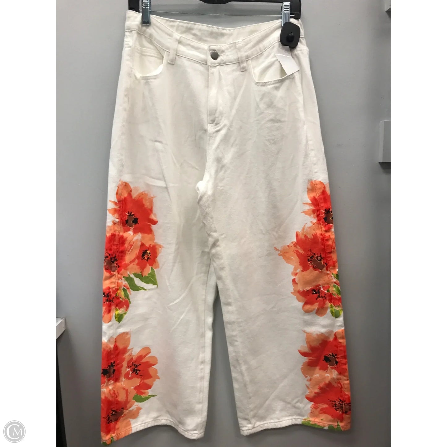Jeans Wide Leg By Shein In Orange & White, Size: 8