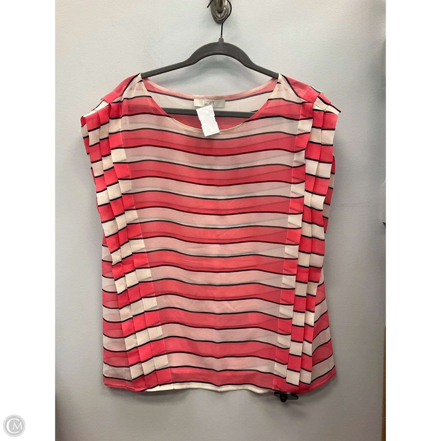 Top Sleeveless By Loft In Pink & Tan, Size: M