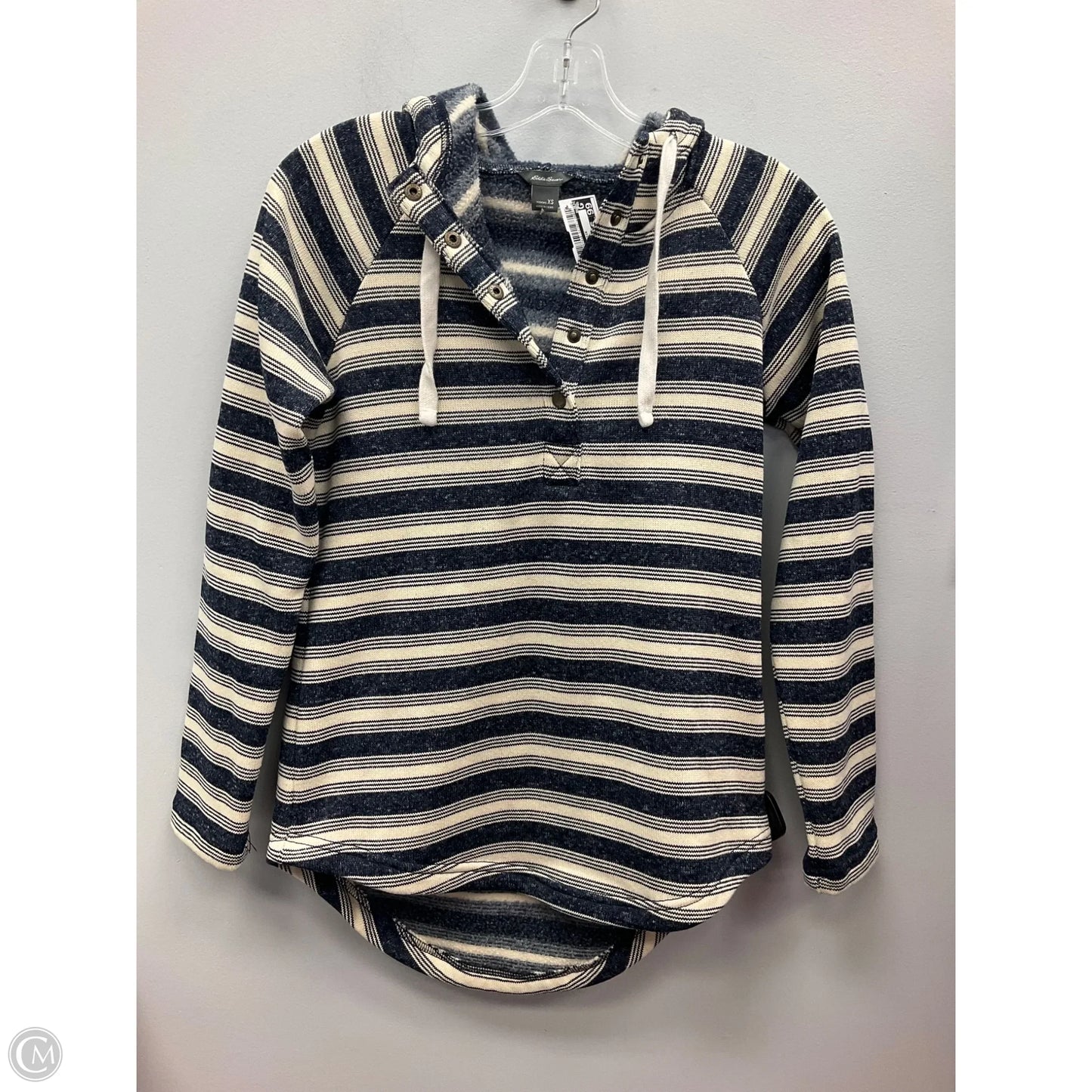 Sweatshirt Hoodie By Eddie Bauer In Striped Pattern, Size: Xs