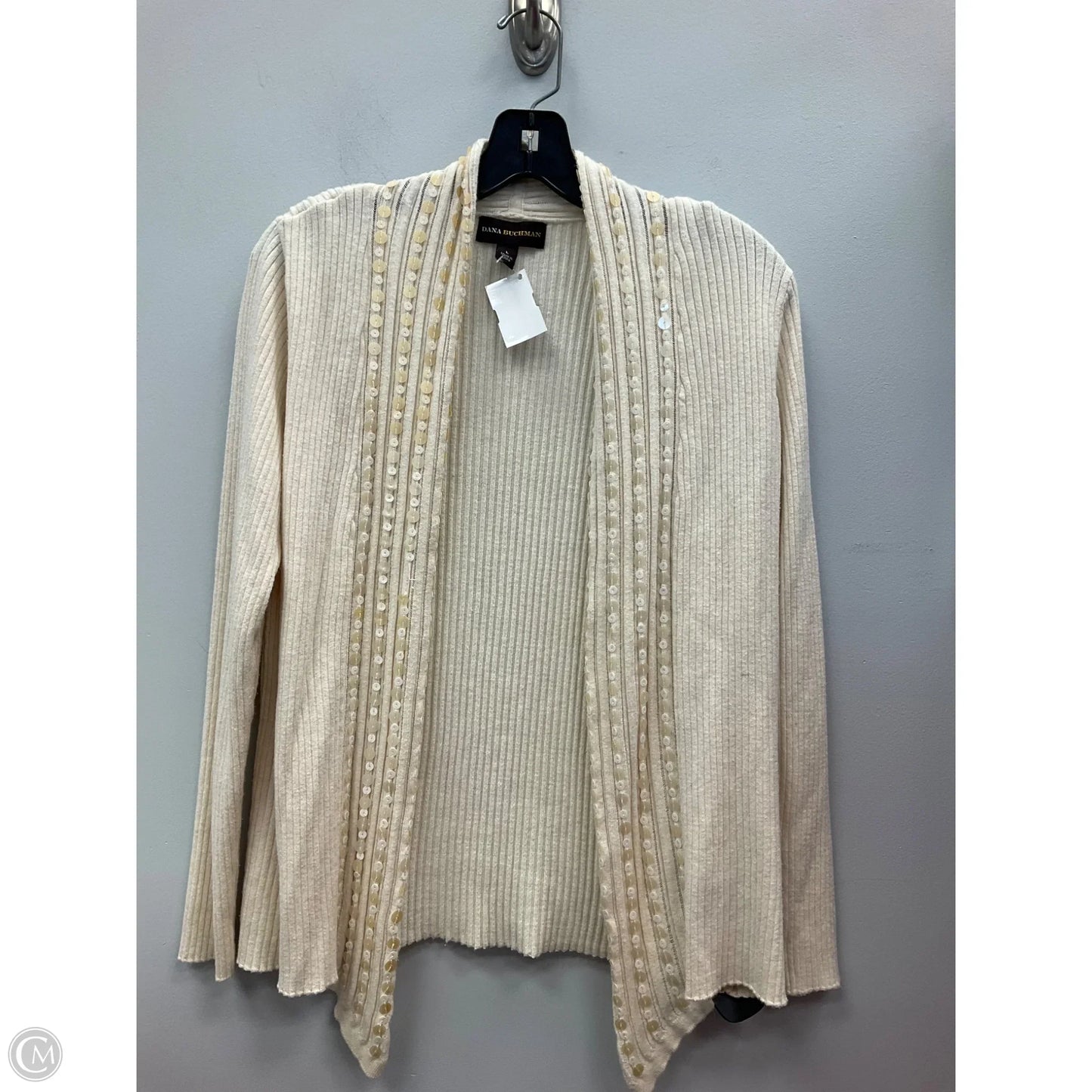 Sweater Cardigan By Dana Buchman In Cream, Size: L