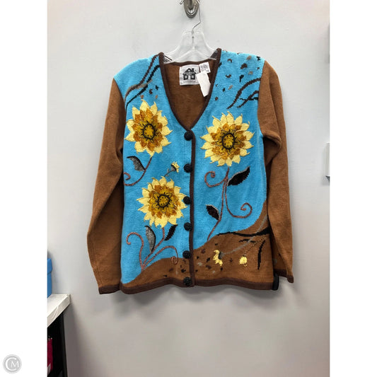 Sweater Cardigan By Storybook In Blue & Brown, Size: S