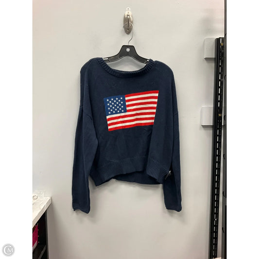 Sweater By Z Supply In Blue Red & White, Size: L