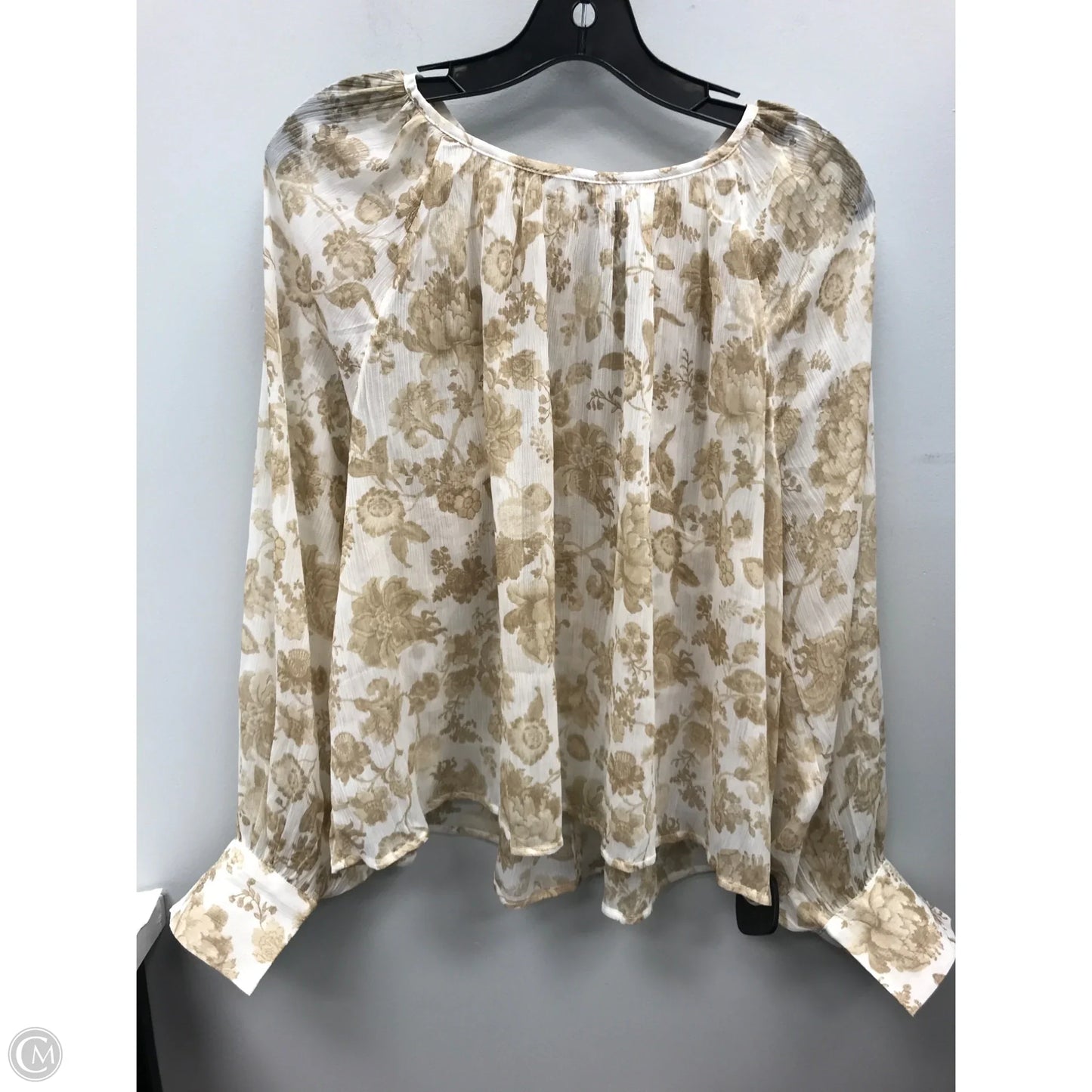 Top Long Sleeve By Old Navy In Tan & White, Size: Xl