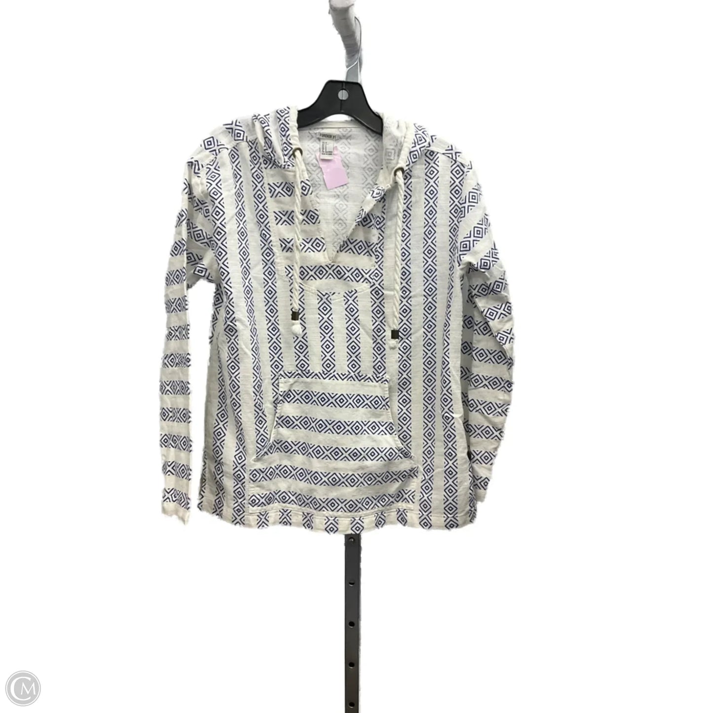 Sweatshirt Hoodie By Forever 21 In Blue & White, Size: S