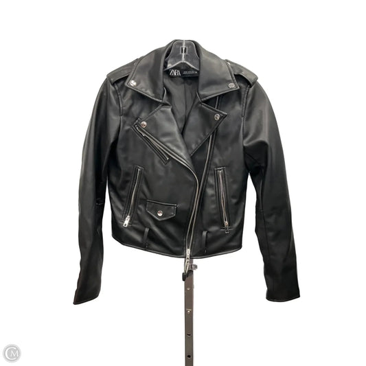 Jacket Leather By Zara In Black, Size: Xs