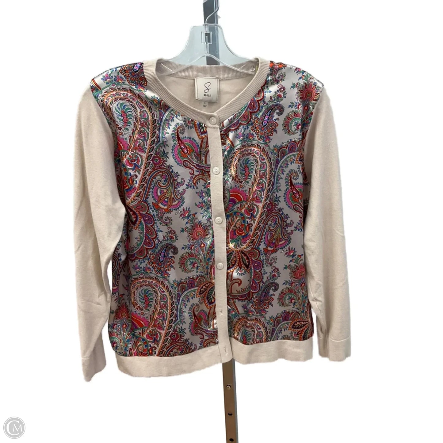 Sweater Cardigan By Sioni In Paisley Print, Size: L