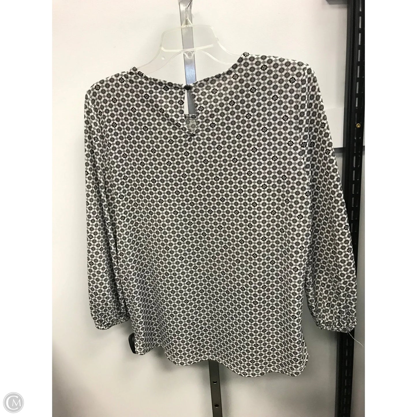 Top Long Sleeve By Adrianna Papell In Black & Grey, Size: M