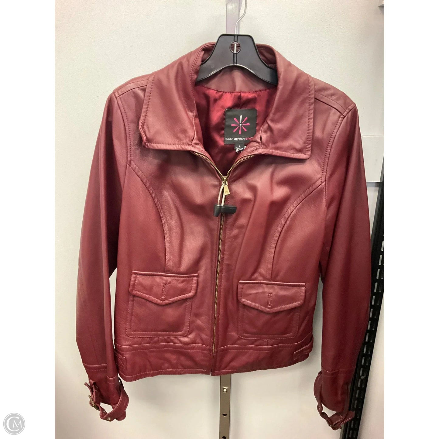 Coat Leather By Isaac Mizrahi Live Qvc In Red, Size: S