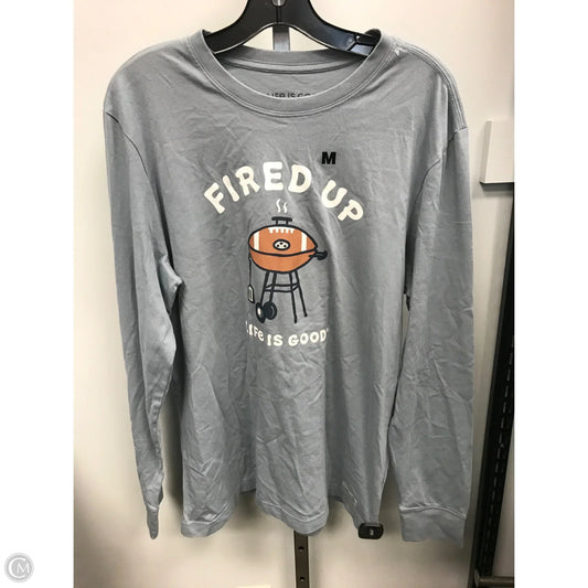 Top Long Sleeve By Life Is Good In Grey, Size: M