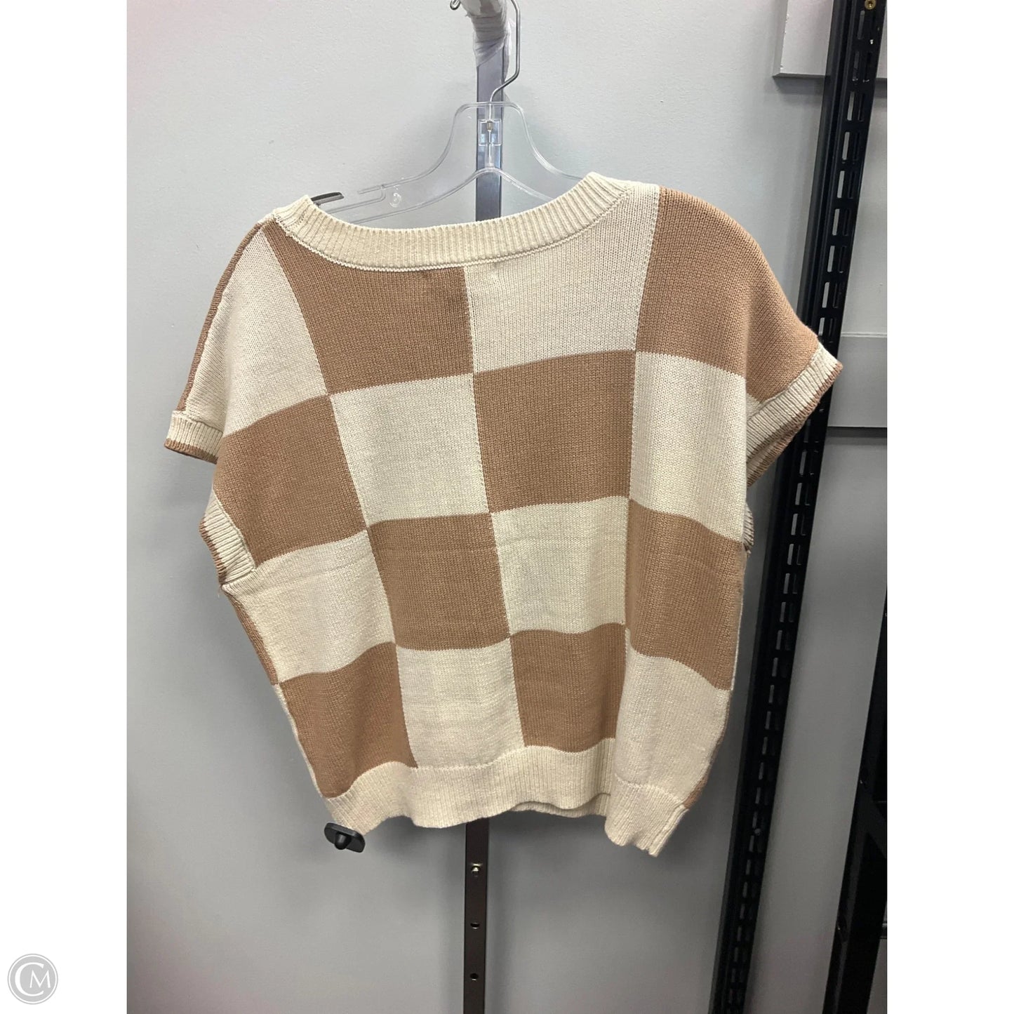 Vest Sweater By Moon And Madison In Checkered Pattern, Size: Xl