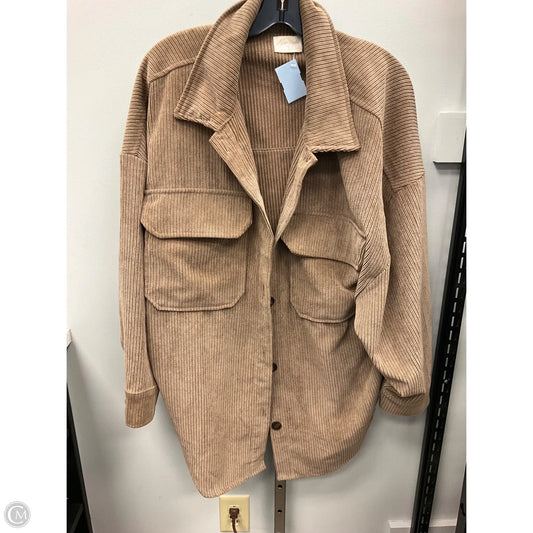 Jacket Shirt By Clothes Mentor In Brown, Size: L