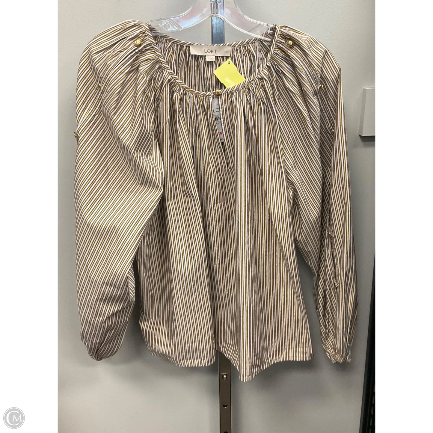 Top Long Sleeve By Loft In Striped Pattern, Size: S