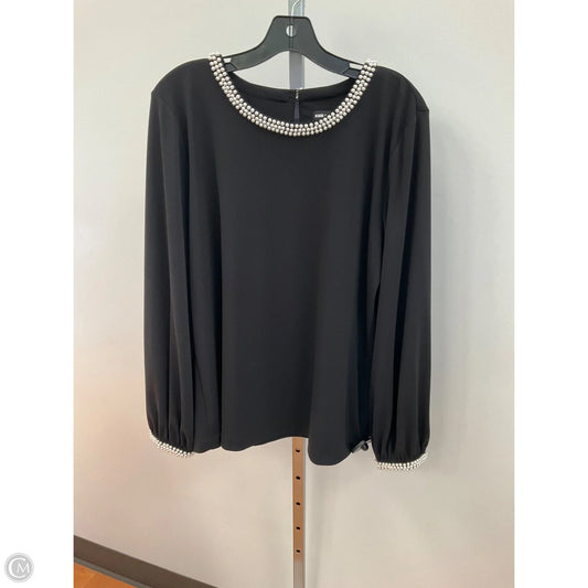 Top Long Sleeve Designer By Karl Lagerfeld In Black & Cream, Size: L