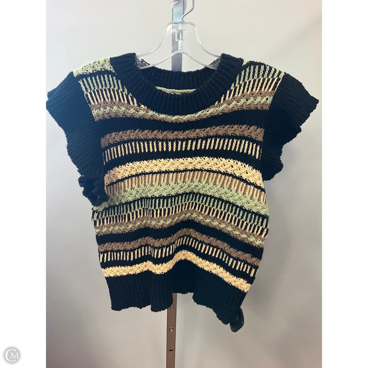 Sweater Short Sleeve By Elan In Multi-colored, Size: M