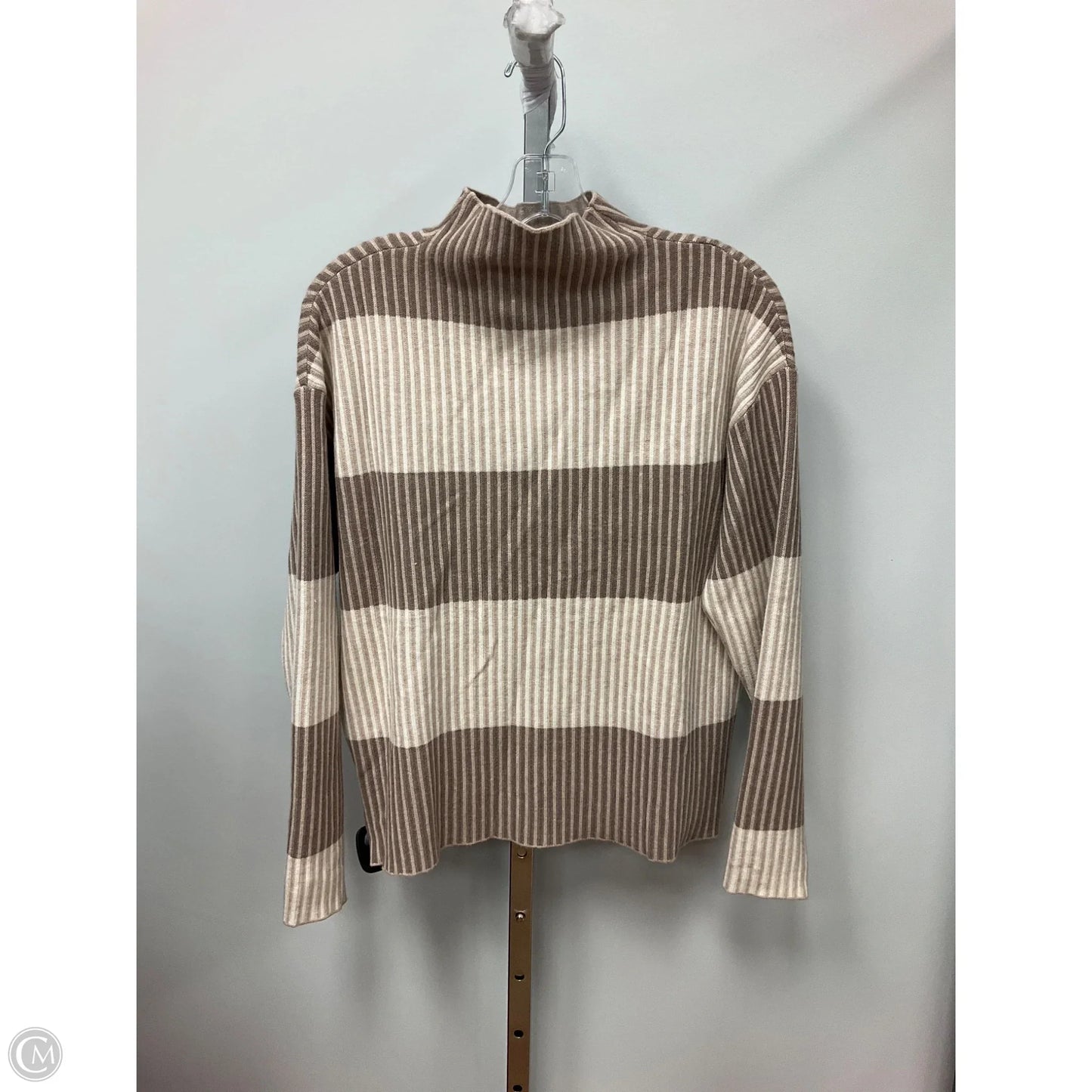 Sweater By Adrienne Vittadini In Cream & Tan, Size: S