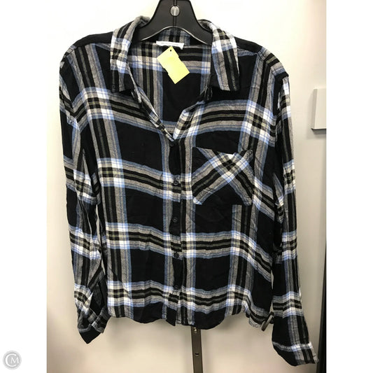 Top Long Sleeve By Beachlunchlounge In Plaid Pattern, Size: L