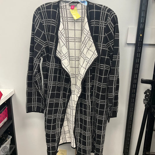 Sweater Cardigan By Vince Camuto In Black & White, Size: Lp