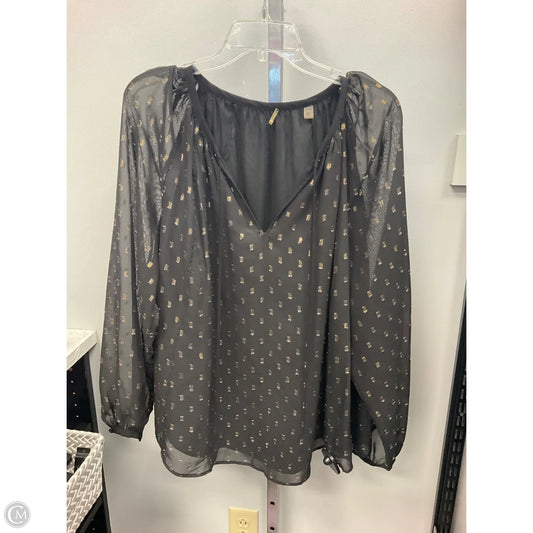 Top Long Sleeve By Tahari In Black & Gold, Size: Xxl