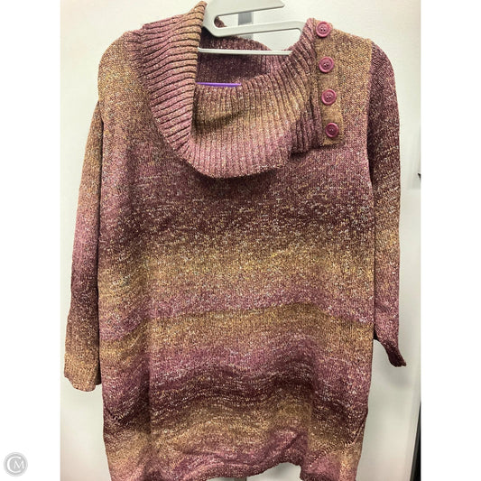 Sweater By Dressbarn In Purple & Tan, Size: 3x