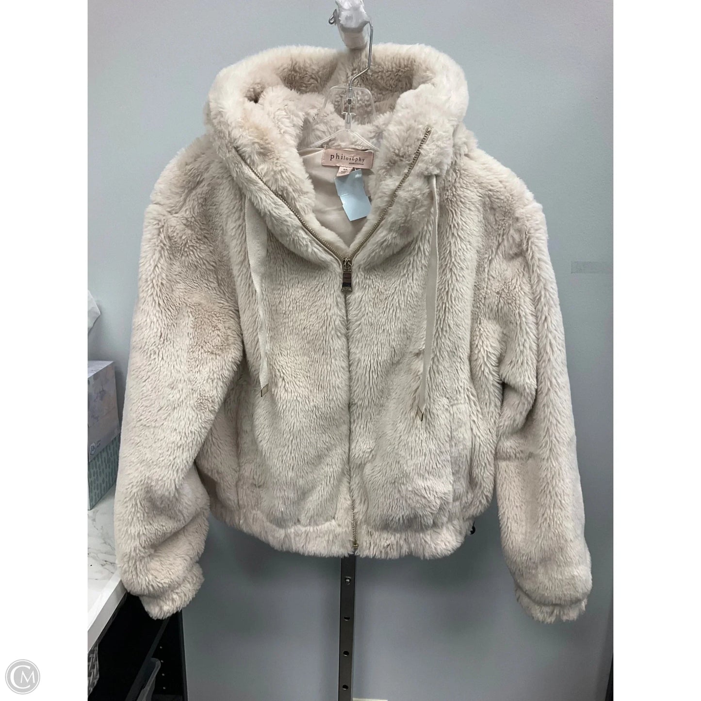 Jacket Faux Fur & Sherpa By Philosophy In Cream, Size: S