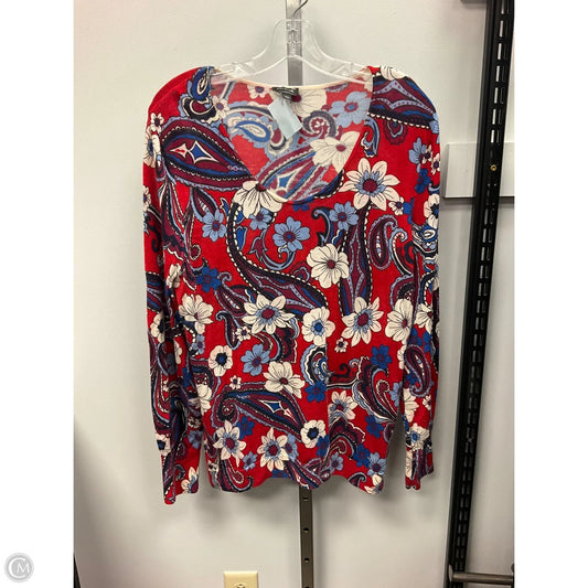 Sweater By Talbots In Blue Red & White, Size: Xl